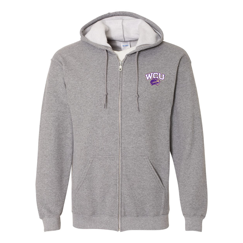 Men's Western Carolina Catamounts Gildan  Heavy Blend Full Zip Hooded Sweatshirt